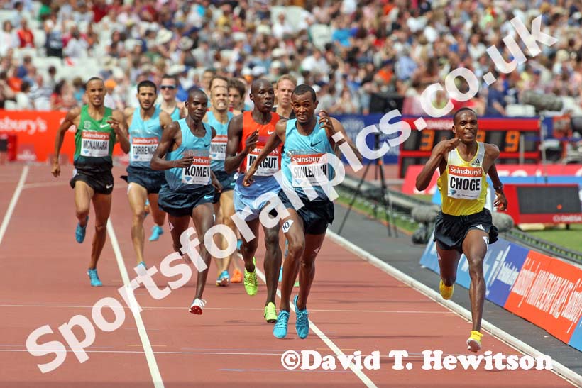Kiprono Choge holds on to win the Emsley Carr Mile,  2013 IAAF Diamond League, Sainsbury's Anniversary Games, Queen Elizabeth Olympic Park, London.